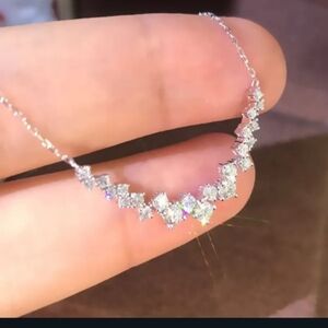 ✨️3 For $15✨️ Elegant Silver Crystal Bar Necklace